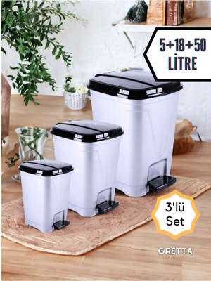 Tekno Trust 5-18-50 Litre Siyah Gümüş Kare Pedallı Çöp Kovası - Banyo Ofis Ve Kapı Önü Için Çöp Kovası