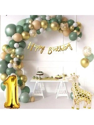 Lüks Zürafa Lı Yaş Doğum Günü Süsü Doğum Günü Parti Balon Seti