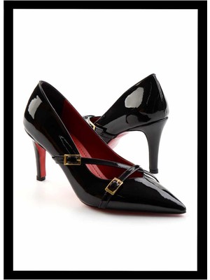 Bambi Siyah Rugan   Kadın Klasik Topuklu Ayakkabı K01455020008