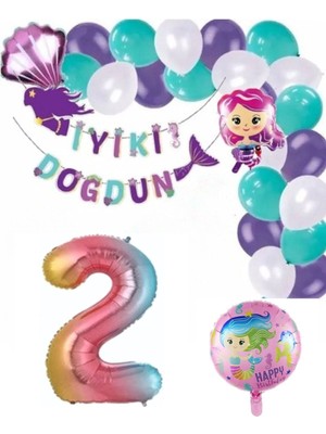 2 Yaş Deniz Kızı Konsept Doğum Günü Seti Doğum Günü Parti Süsü