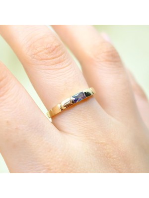 Fasek Gold Gümüş Yüzük - Mistik Topaz Baget Taşlı Vintage Modern Tasarım 925 Ayar Gümüş Kadın Yüzük-Hediyelik