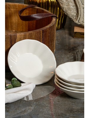 Heda Porselen Acem Porselen Çay Tabağı 6'lı 11CM Kırık Beyaz