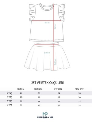 Minipodyum Kolu Fırfırlı Tütü Etekli 4-7 Yaş 2' Li Takım