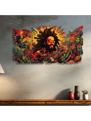 Steel Art Dec Bob Marley'nin Renkli Dünyası - Metal Tablo