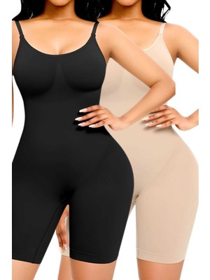Tezzgelsin Kadın Dikişsiz Ince Askılı Toparlayıcı Tam Boy Korse 2'li Set