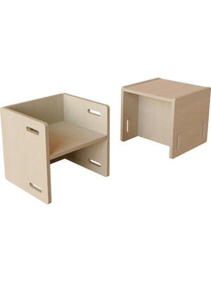 Demito Montessori Box Koltuk - Yükseklik Ayarlı - Çok Amaçlı - Etkinlik Koltuk - 2-6 Yaş Çocuk - Plywood