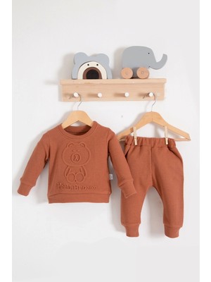 Beruflic Bear Gofre Kabartmalı 2'li Erkek Bebek Takımı