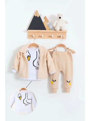 Beruflic Peluş Hırkalı 3 Lü Kız Bebek Takım