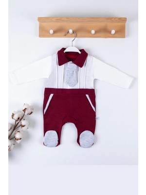 Beruflic Kravat Aksesuarlı Ayaklı % 100 Pamuklu Erkek Bebek Tulumu