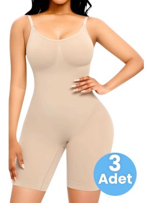 Tezzgelsin Kadın Dikişsiz Ince Askılı Toparlayıcı Tam Boy Korse 3'lü Set