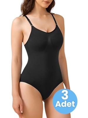 Tezzgelsin Kadın Dikişsiz Toparlayıcı Çıtçıtlı Ip Askılı Slip Body Korse 3'lü Set