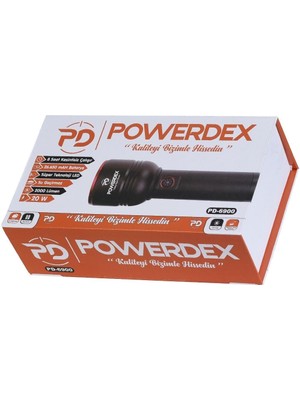 Powerdex PD-6900 Profesyonel Şarjlı El Feneri 2000 Lümen Su Geçirmez 20 Watt Dayanıklı Yapı