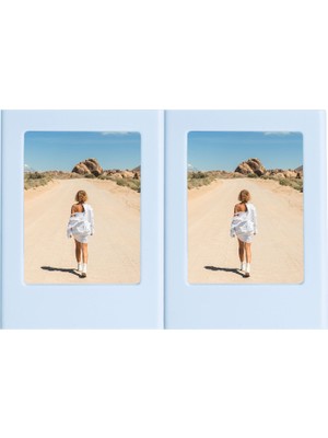Instax Mini Film Uyumlu Mavi 2'li Mıknatıslı Fotoğraf Çerçeve Seti