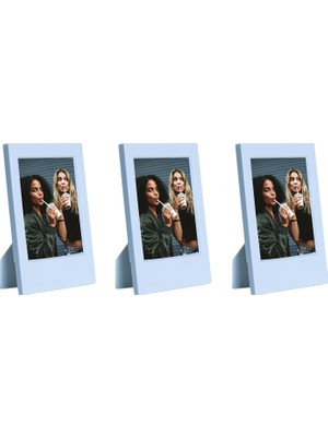 Instax Mini Film Uyumlu Mavi 3'lü Klasik Fotoğraf Çerçeve Seti