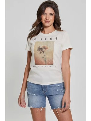 Guess Kadın Çiçek Baskılı T-Shirt