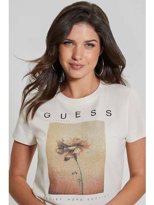 Guess Kadın Çiçek Baskılı T-Shirt