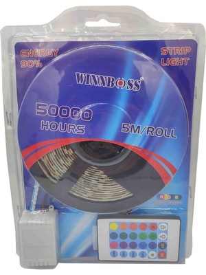 Mergen 3 Çipli Rgb Şerit LED 50000 Saat 5 Metre Kumandalı Winnboss WN-1144