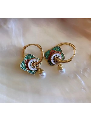 Mi Brillo Accessories Etnik Desenli Mineli Charm Küpe