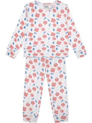 Antebies Organik Bej Elma Desenli Uzun Kollu Kız Bebek Tshirt Tayt Takımı