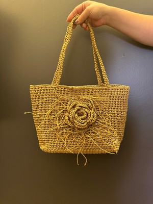 Gönülden Tasarım El Örgüsü Püskül Güllü Tasarım Kaddın Omuz El Çantası 36X25 cm