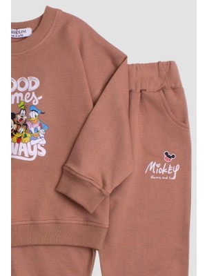 Chicsy Baby Mickey Mause Baskılı Oversize  Alt Üst Çocuk Çocuk Eşorfman Takımı