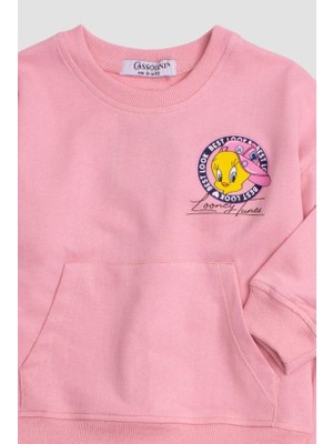 Chicsy Baby Tweety Lones Tunes Baskılı Oversize  Alt Üst Çocuk Çocuk Eşorfman Takımı