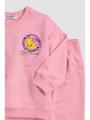 Chicsy Baby Tweety Lones Tunes Baskılı Oversize  Alt Üst Çocuk Çocuk Eşorfman Takımı