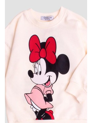 Chicsy Baby Minnie Mause Büyük Baskılı Oversize  Alt Üst Çocuk Çocuk Eşorfman Takımı