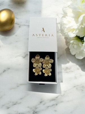 Asteria Jewelry Sallantılı Ikili Çiçekli Küpe