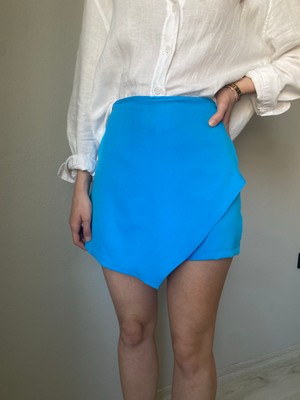 Nice Boutique Yüksek Bel Mavi Kadın Şort Etek