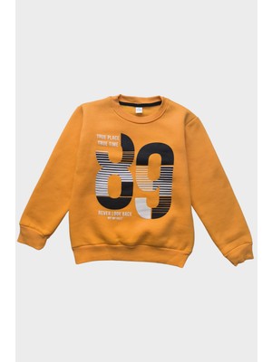 Modarvi 89 Baskılı 3 Iplik Şardonlu Sarı Çocuk Sweatshirt