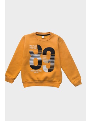 Modarvi 89 Baskılı 3 Iplik Şardonlu Sarı Çocuk Sweatshirt