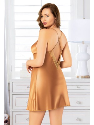 Moda Gonzara Ithal Saten Kırmızı Gecelik