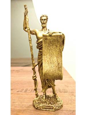 Antioch Art and Design Hipokrat Biblo Tasarım Gold Heykel 25 cm Ev Dekor Hediyelik Eşya