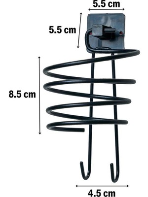 Kendiliğinden Yapışkanlı Siyah Paslanmaz Metal Fön Makinesi Askısı Saç Kurutma Makinesi Tutacağı (3791)