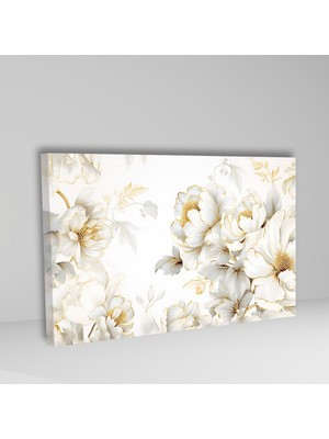 Gaagart Tekli Yatay Kanvas Duvar Tablosu Sarı Beyaz Çiçek Tasarımı