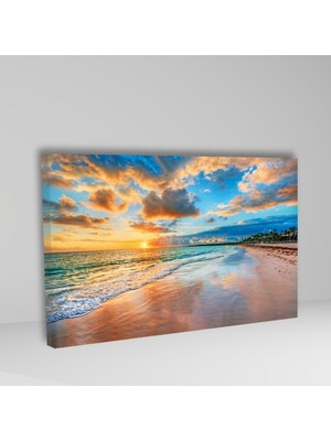 Gaagart Tekli Yatay Kanvas Duvar Tablosu Kum Plaj Ve Sahil Manzarası