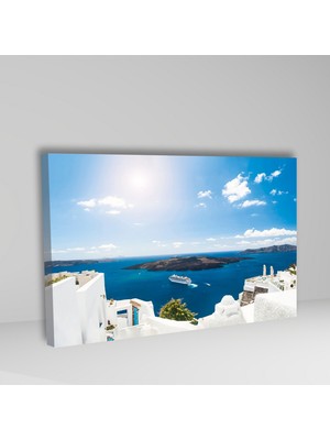 Gaagart Tekli Yatay Kanvas Duvar Tablosu Tatil Adası Ve Beyaz Evler
