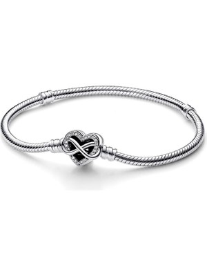 Pandora Sonsuz Kalp Klipsli Yılan Zincir 592645C01-22CM