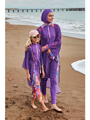 Marina Desenli Mor Kimono KAFTAN P2426