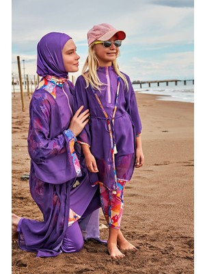 Marina Desenli Mor Kimono KAFTAN P2426