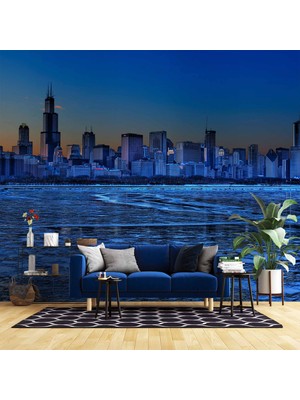 Duvar Kağıdı Baskı Gece Şehir Manzaralı Duvar Kağıdı