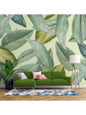 Duvar Kağıdı Baskı Sanatsal Yaprak Temalı Duvar Kağıdı