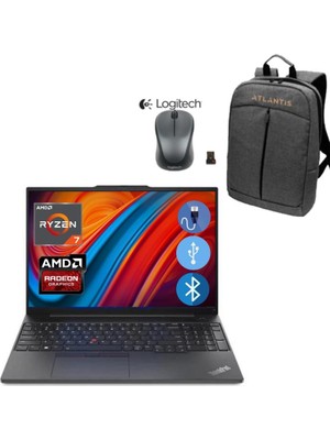 Lenovo E16 Thınkpad 21JT0017TX ATL81 RYZEN7-7730U 16GB 512SSD 16" WİN 11 PRO Notebook + MOUSE+ÇANTA