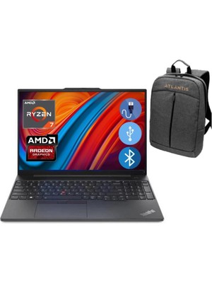 Lenovo  E16 Thınkpad 21JT0017TX ATL35 RYZEN7-7730U 8GB 1TB M.2 SSD 16" FDOS Taşınabilir Bilgisayar + ÇANTA