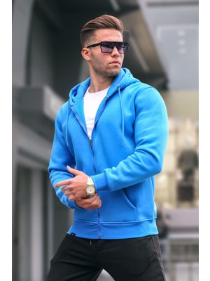 Madmext Saks Kapüşonlu Regular Fit Erkek Sweatshirt 6033