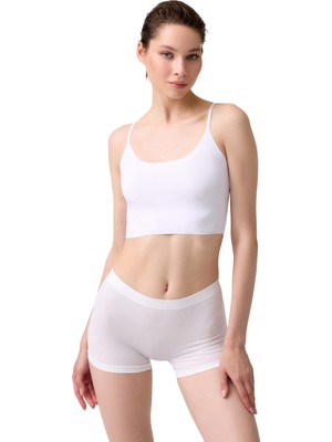 COTTONHILL Kadın Beyaz Ultra-Rahat Seamless Boxer