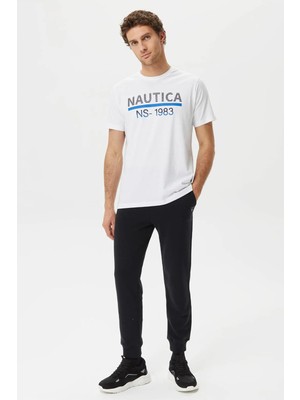 Nautica Pamuk Marka Baskılı Bisiklet Yaka Standart Fit T Shirt Erkek T Shirt V35532T 1Bw