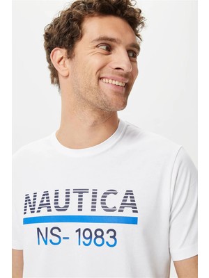 Nautica Pamuk Marka Baskılı Bisiklet Yaka Standart Fit T Shirt Erkek T Shirt V35532T 1Bw