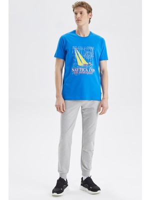 Nautica Baskılı Pamuk Standart Fit Bisiklet Yaka T Shirt Erkek T Shirt V35519T 4Sj